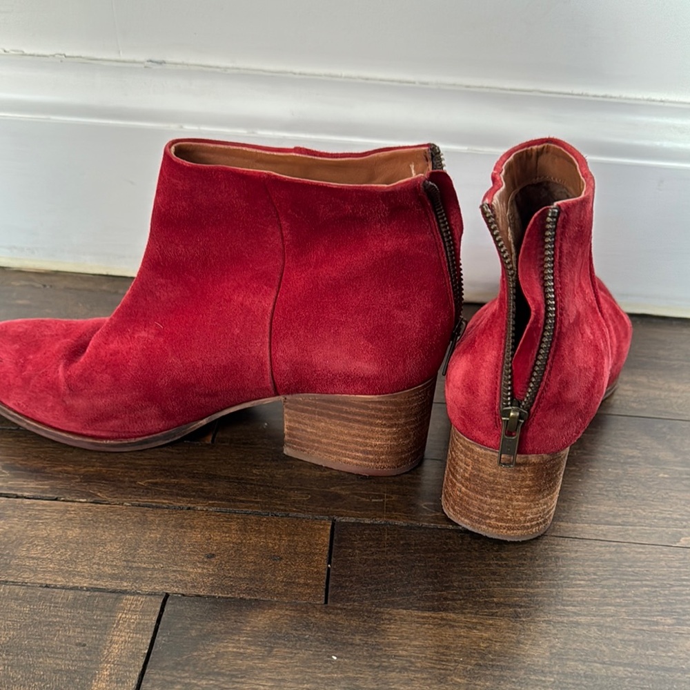 Red Suede Ankle Boots